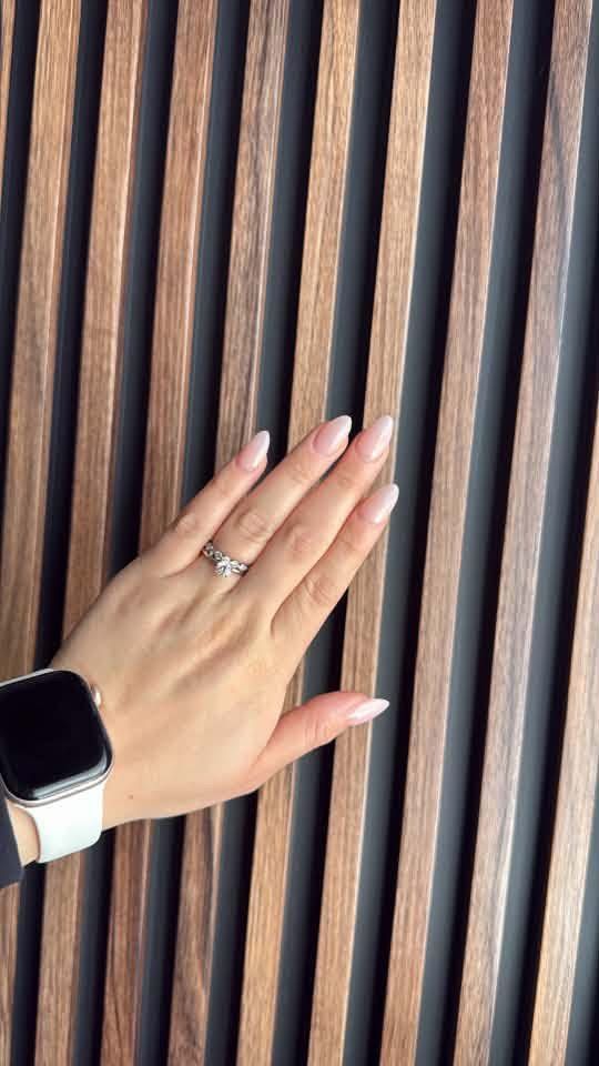 Nude almond manicure